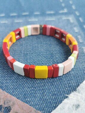 Roxanne Assoulin Rainbow Brite Enamel Stretch Bracelet NEW